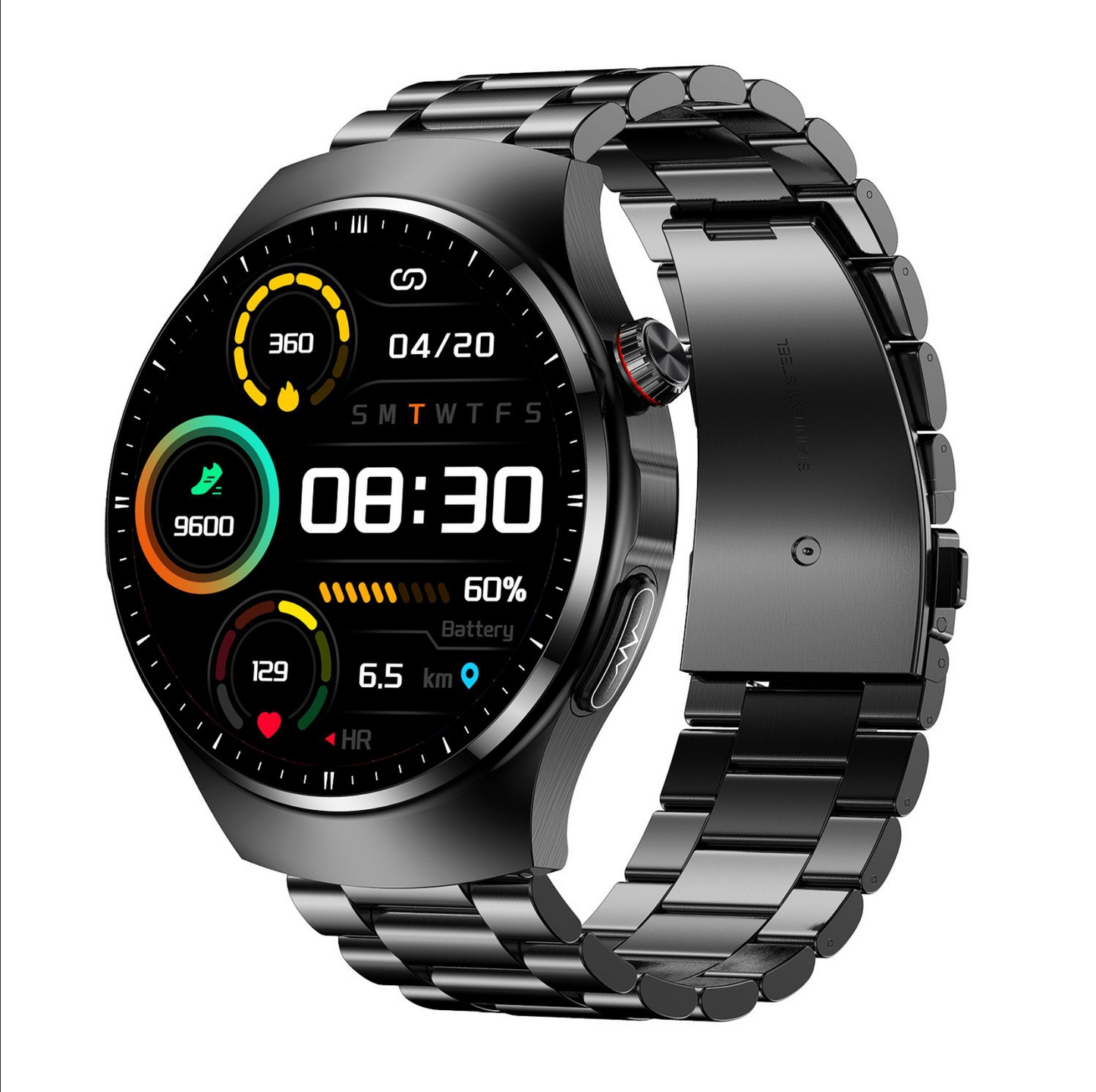 Smart Watch TK25 Bluetooth - Black Steel Strap