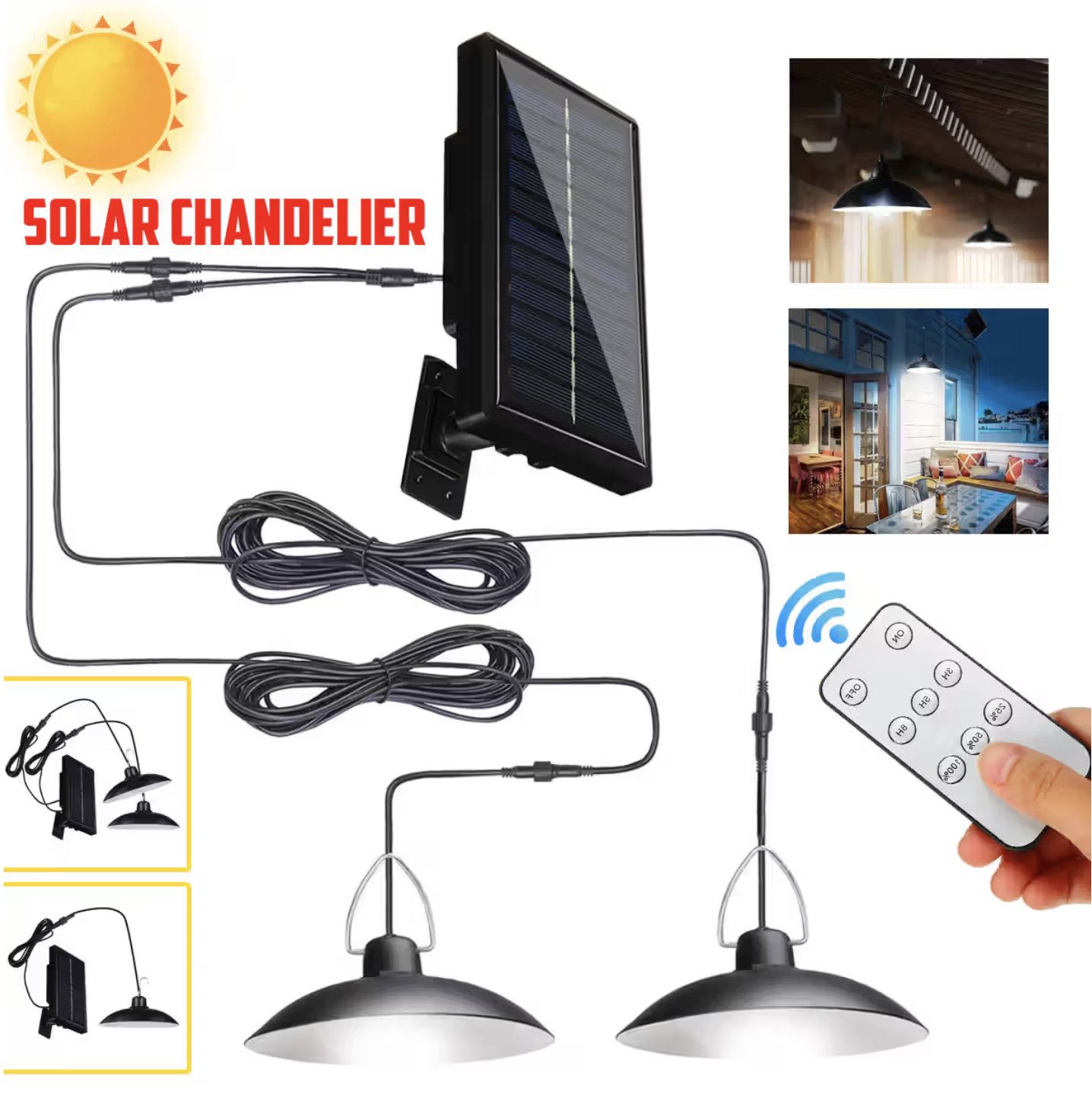 Solar Powered Indoor/Outdoor Solar Pendant Light