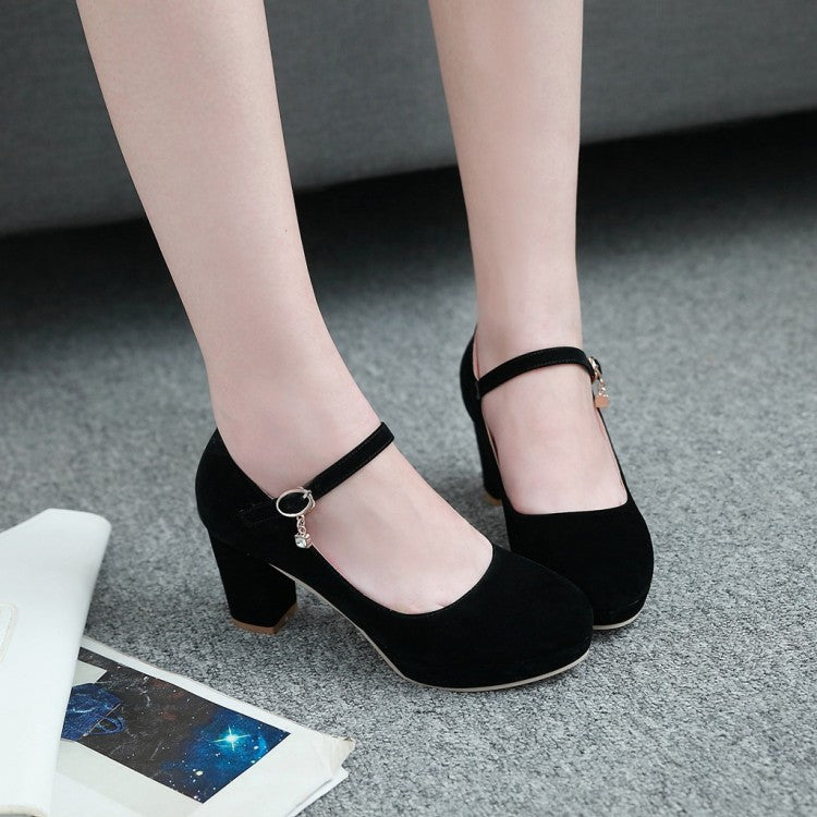 Women Pumps Ankle Strap Red Bridal Wedding Party Platform Dress High Heel Shoes Suede Ladies Black Office Shoes 32-43