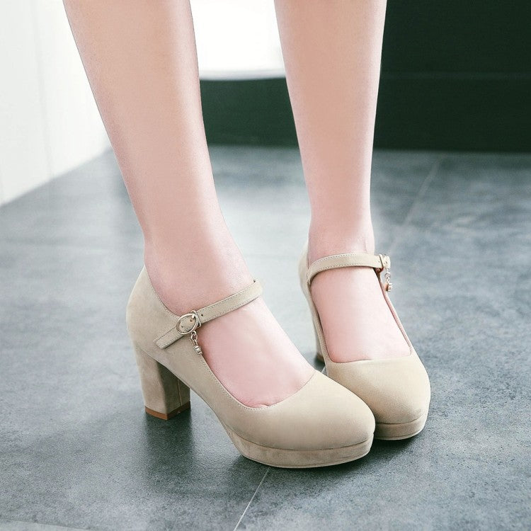 Women Pumps Ankle Strap Red Bridal Wedding Party Platform Dress High Heel Shoes Suede Ladies Black Office Shoes 32-43