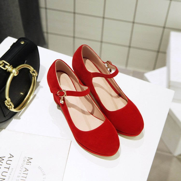 Women Pumps Ankle Strap Red Bridal Wedding Party Platform Dress High Heel Shoes Suede Ladies Black Office Shoes 32-43