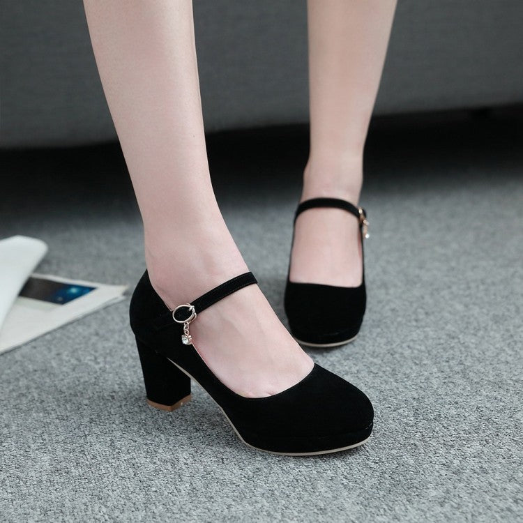 Women Pumps Ankle Strap Red Bridal Wedding Party Platform Dress High Heel Shoes Suede Ladies Black Office Shoes 32-43