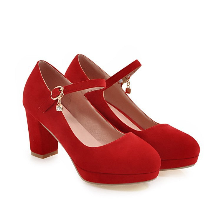 Women Pumps Ankle Strap Red Bridal Wedding Party Platform Dress High Heel Shoes Suede Ladies Black Office Shoes 32-43