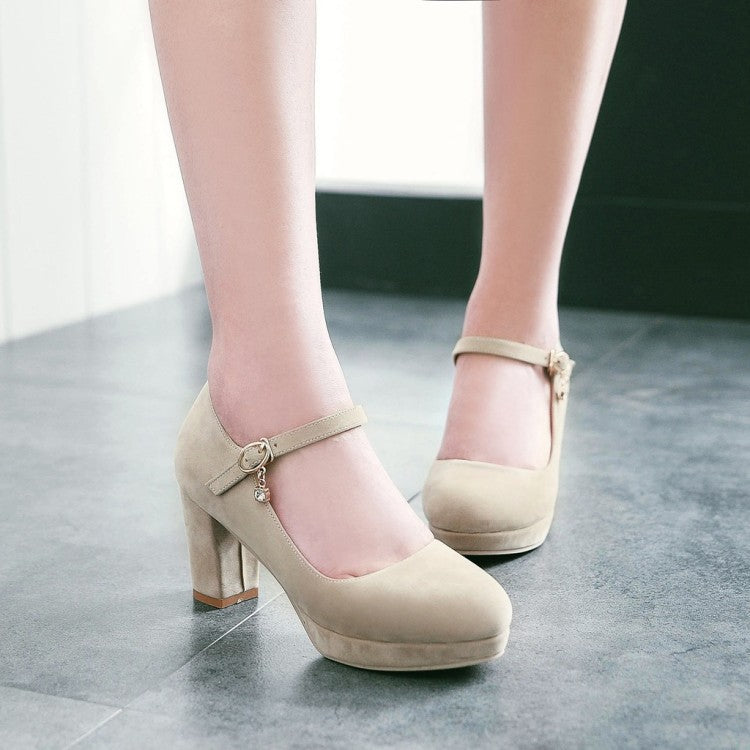 Women Pumps Ankle Strap Red Bridal Wedding Party Platform Dress High Heel Shoes Suede Ladies Black Office Shoes 32-43