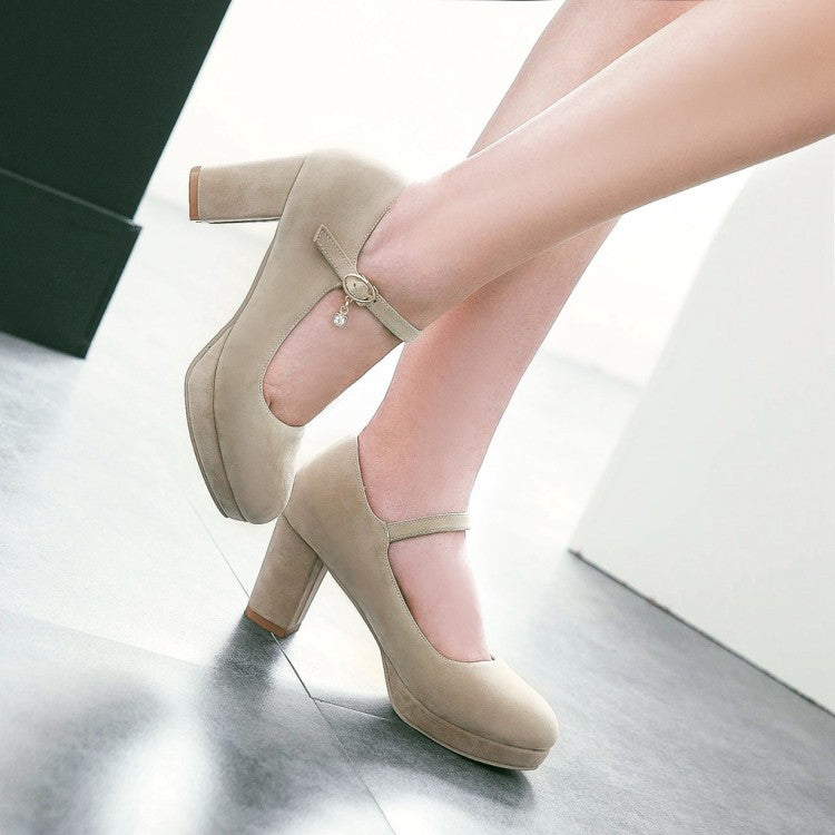 Women Pumps Ankle Strap Red Bridal Wedding Party Platform Dress High Heel Shoes Suede Ladies Black Office Shoes 32-43