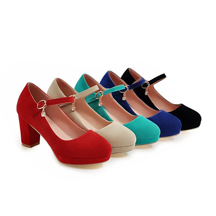Women Pumps Ankle Strap Red Bridal Wedding Party Platform Dress High Heel Shoes Suede Ladies Black Office Shoes 32-43