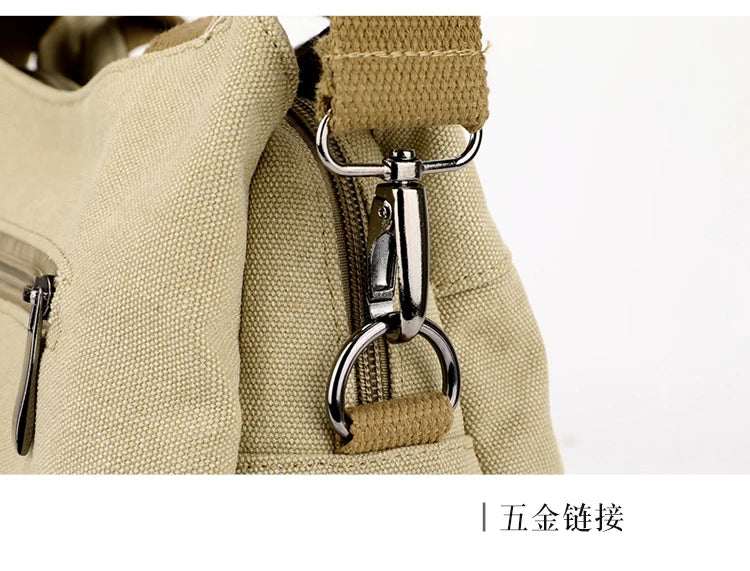 Retro Canvas Shoulder Bag Multifunctional Large Capacity Casual Crossbody Bag for Women