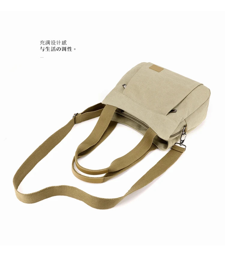 Retro Canvas Shoulder Bag Multifunctional Large Capacity Casual Crossbody Bag for Women