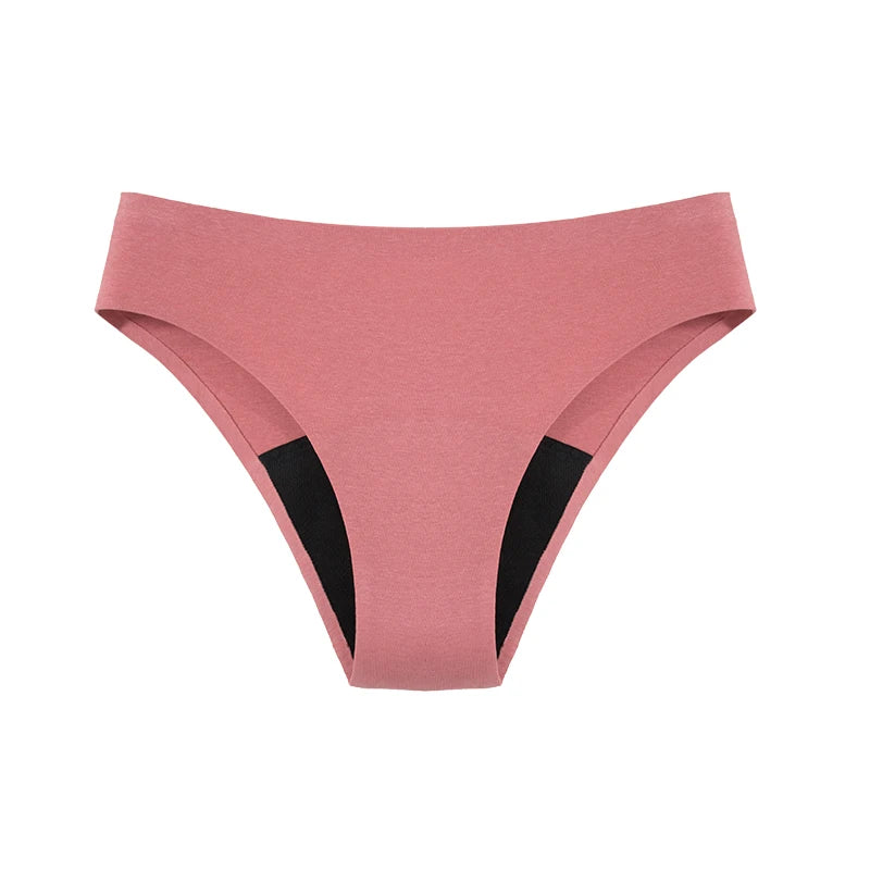 Seamless Cotton Menstrual Panties 4-Layer Leakproof Fast Absorption Teenager Macaron Period Panties Mid-Rise Incontinence Undies