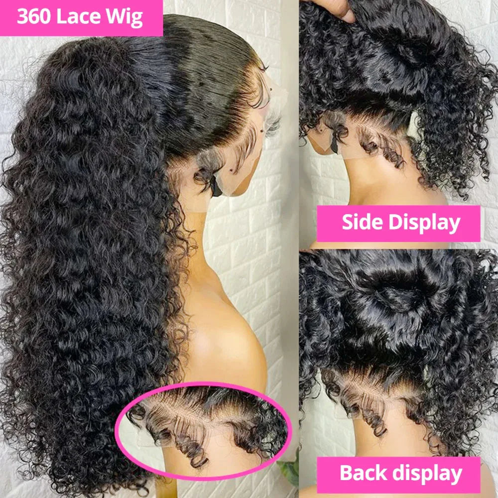 Afro Kinky Curly Glueless Wig Invisible Strap 360 Full HD Lace Frtonal Wig Deep Wave 13x6 13x4 HD Lace Front Human Hair Wigs