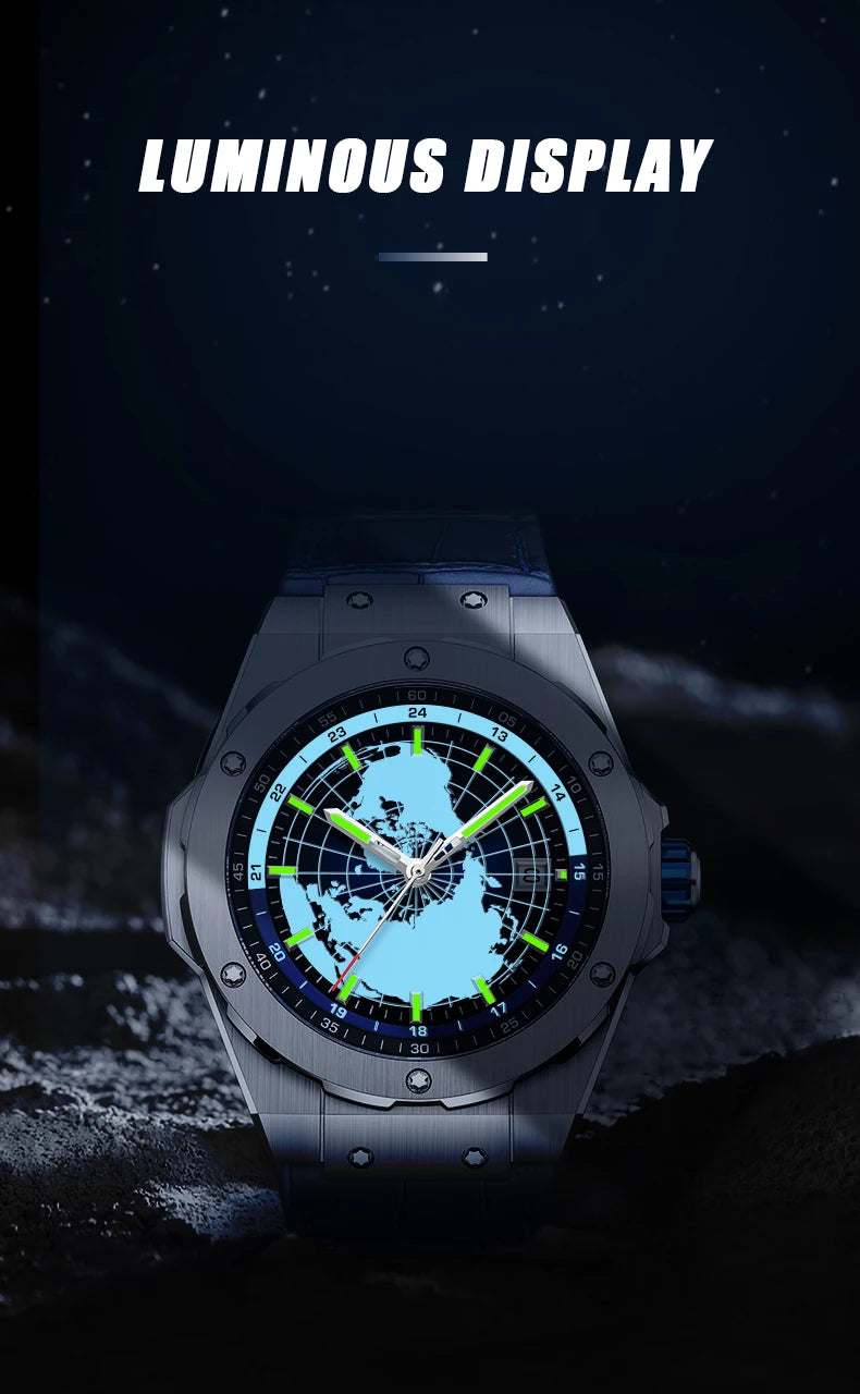 WM Watch World Time Series Men Watches reloj hombre Business Automatic Mechanical Welly Merck Wrist Watch For Man 124M-WM