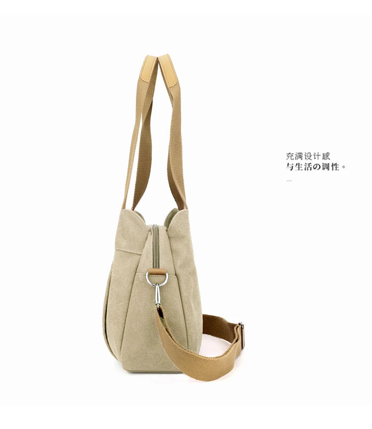 Retro Canvas Shoulder Bag Multifunctional Large Capacity Casual Crossbody Bag for Women