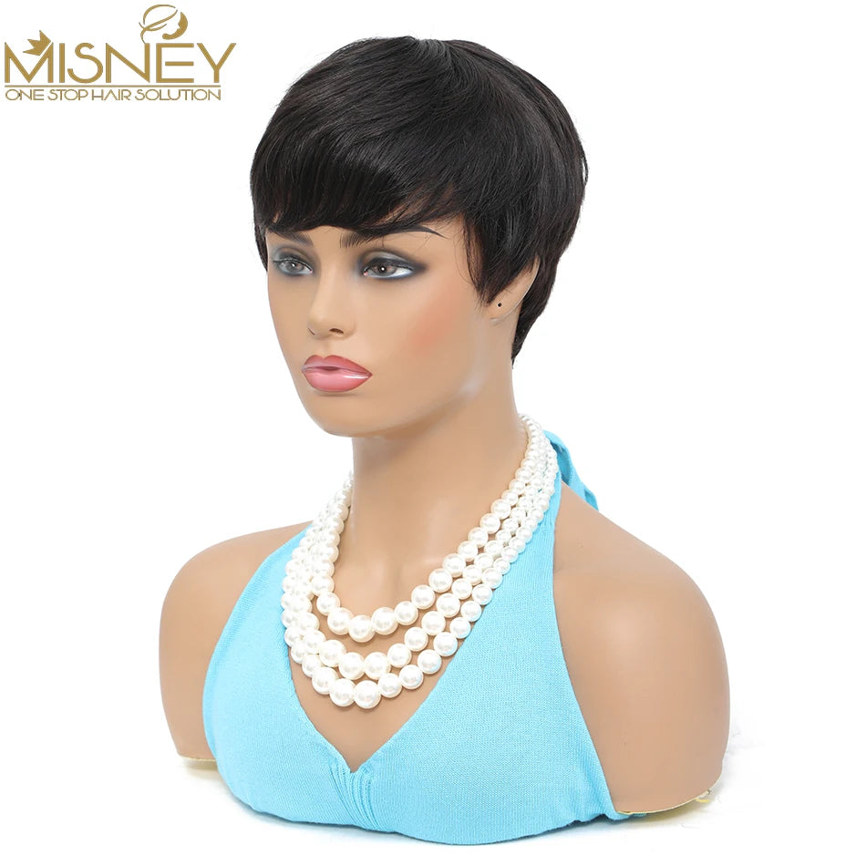 Pixie Cut perruque cheveux humain Full Machine Made Human Hair Pre Plucked Glueless Wig Short Bob Cheap Human Hair Wigs Misney