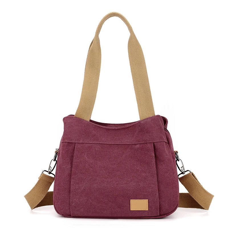 Retro Canvas Shoulder Bag Multifunctional Large Capacity Casual Crossbody Bag for Women