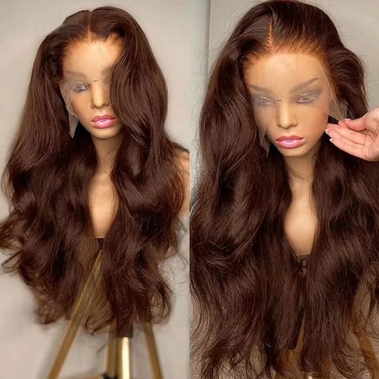 Chocolate Brown 13x4 Body Wave Lace Front Wig Brazilian 13x6 Lace Frontal Wigs For Women 100% Remy Human Hair Wig Pre Plucked