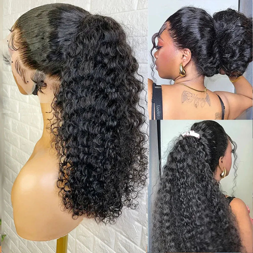 Afro Kinky Curly Glueless Wig Invisible Strap 360 Full HD Lace Frtonal Wig Deep Wave 13x6 13x4 HD Lace Front Human Hair Wigs