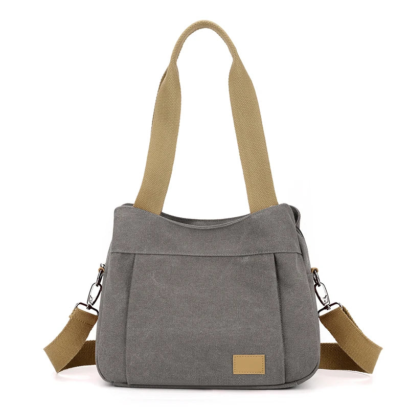 Retro Canvas Shoulder Bag Multifunctional Large Capacity Casual Crossbody Bag for Women