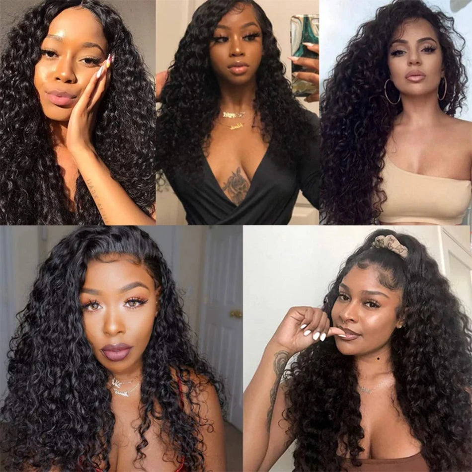 Malaysian Water Wave Bundles With Closure Wet and Wavy Curly Human Hair Bundles With Frontal Virgin Human Hair Weave Extensions