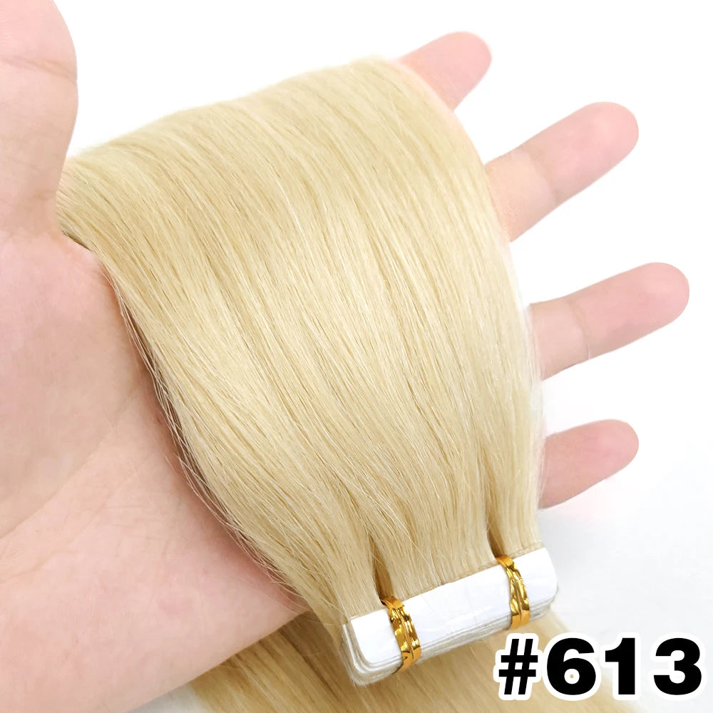 Tape In Hair Extensions Remy 100 Human Hair Straight Seamless Skin Weft Tape Hair Extensions Natural Black Hair For Women