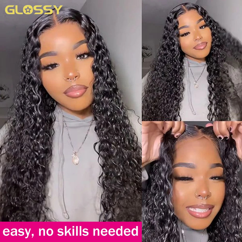 Deep Wave 13x6 HD Glueless Wear And Go Wigs 100% Human Hair For Women 250% Water Wave Curly Lace Front human hair Wig On Sale