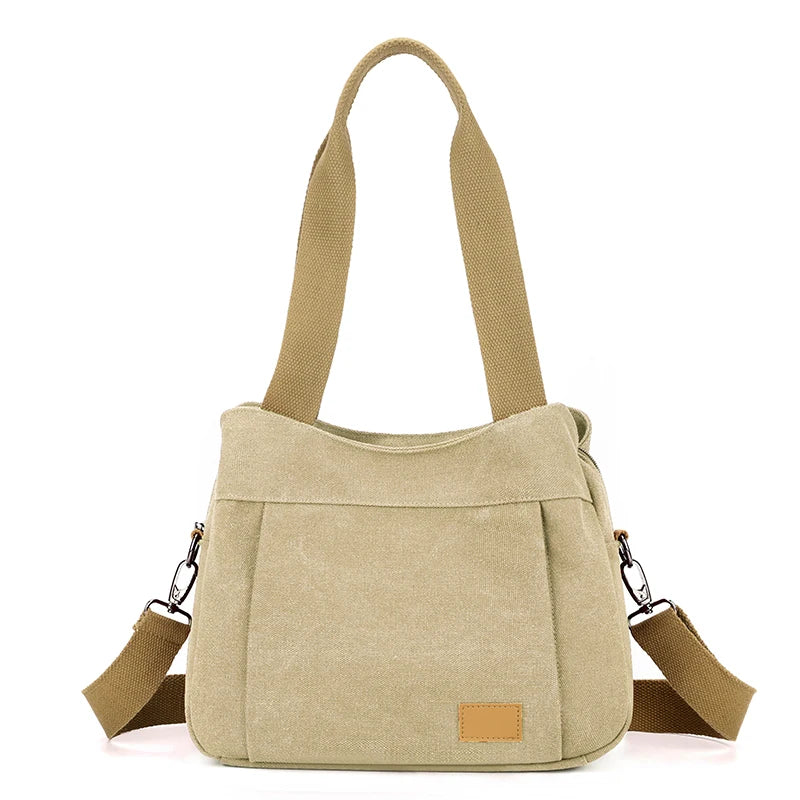 Retro Canvas Shoulder Bag Multifunctional Large Capacity Casual Crossbody Bag for Women