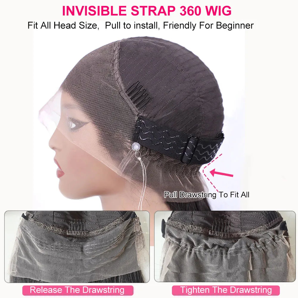 Afro Kinky Curly Glueless Wig Invisible Strap 360 Full HD Lace Frtonal Wig Deep Wave 13x6 13x4 HD Lace Front Human Hair Wigs