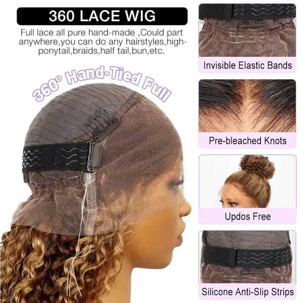Invisi Strap 360 Full HD Lace Wig 250 Density Glueless Human Hair Wig Chocolate Brown Lace Front Wig Body Wave Frontal Wig