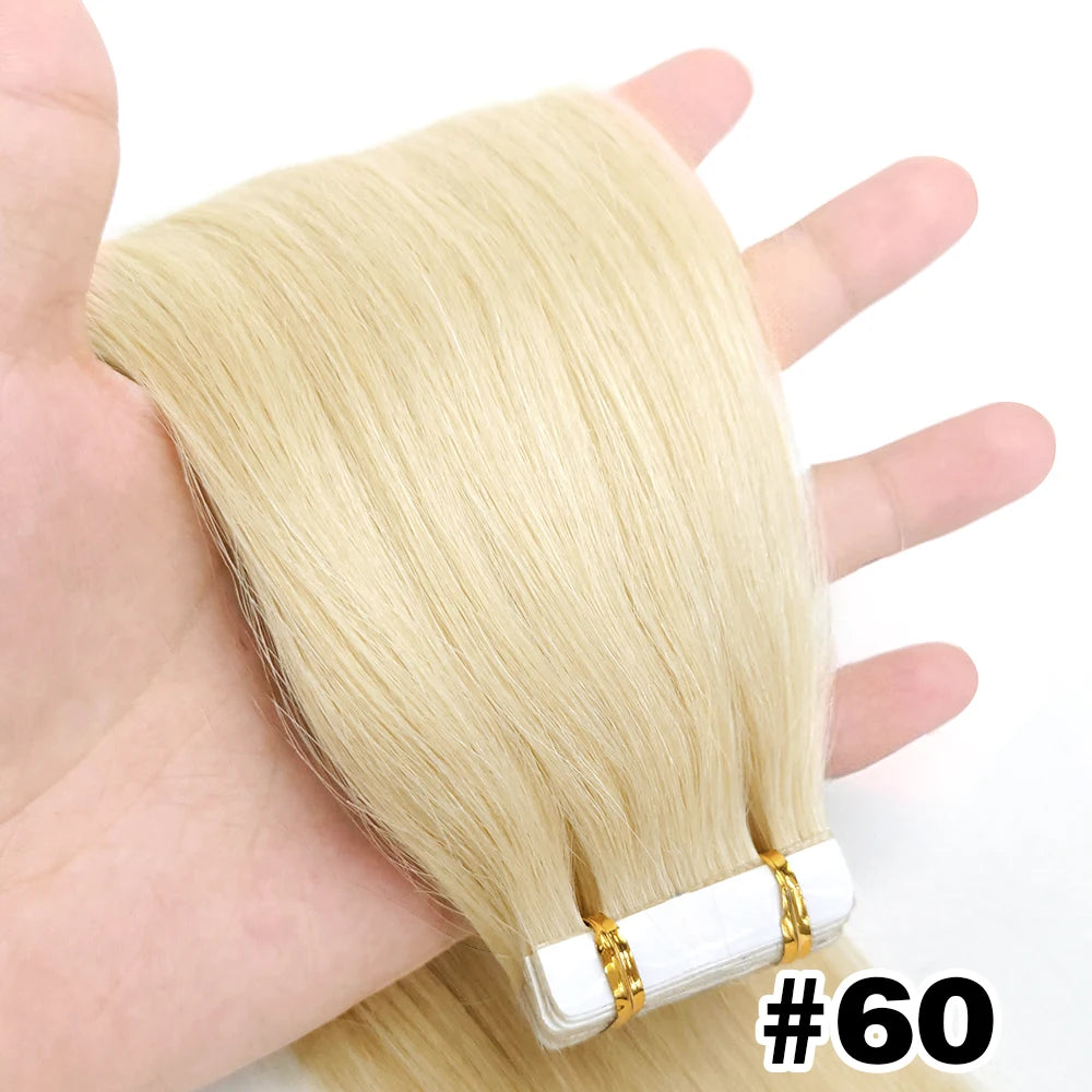 Tape In Hair Extensions Remy 100 Human Hair Straight Seamless Skin Weft Tape Hair Extensions Natural Black Hair For Women