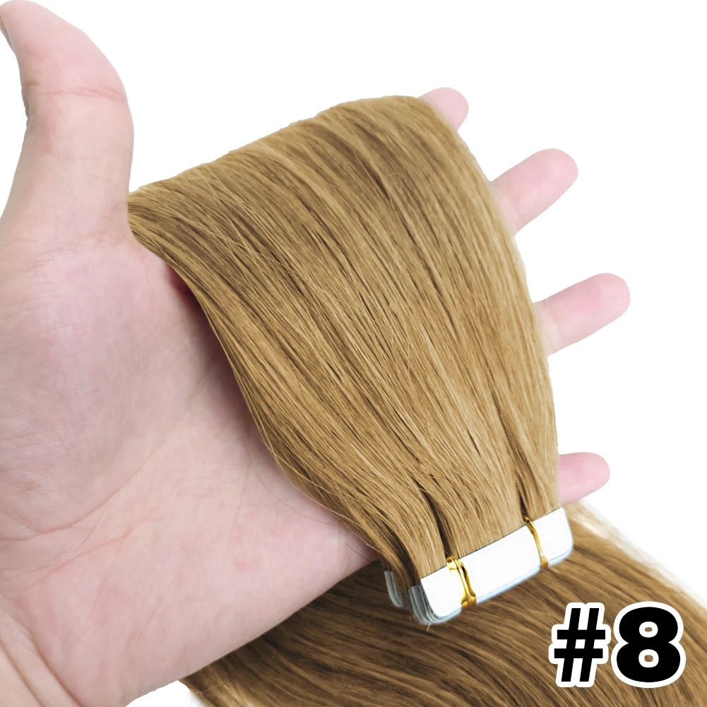 Tape In Hair Extensions Remy 100 Human Hair Straight Seamless Skin Weft Tape Hair Extensions Natural Black Hair For Women