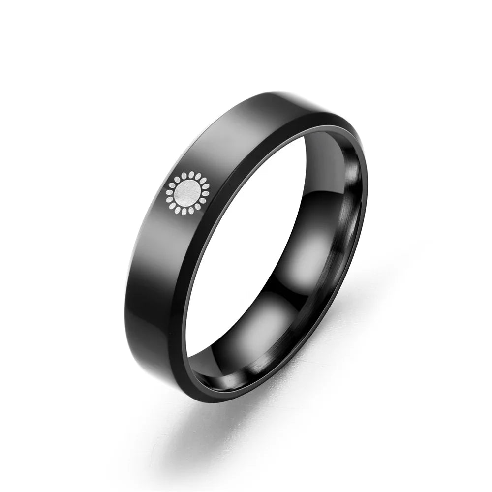 Stainless Steel Star Moon Wedding Band Black Rings For Men Free Shipping Knuckle Ring Fashion Trendy Jewelry Anillos De Hombre