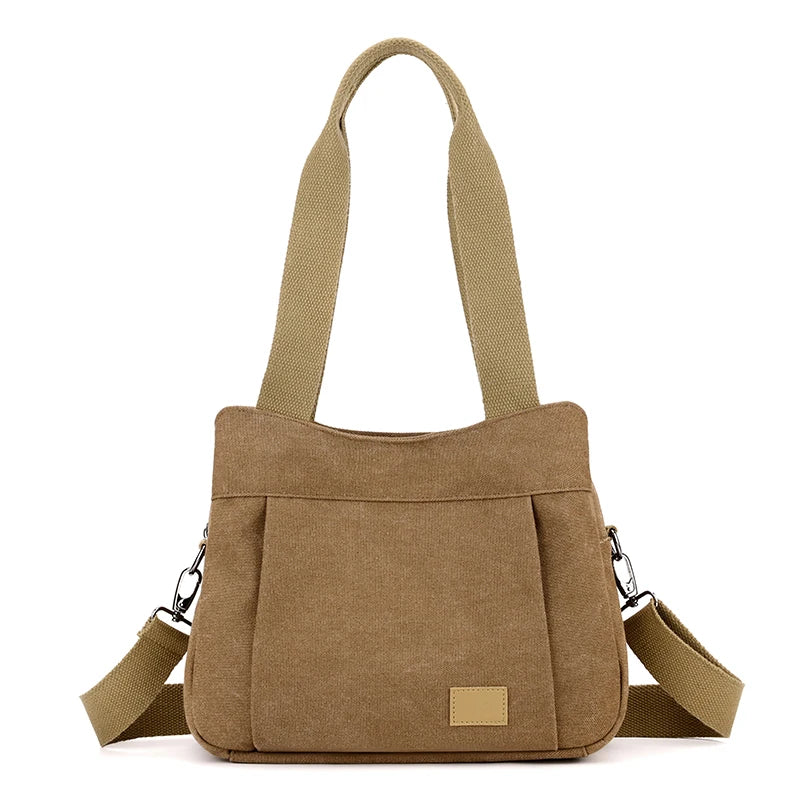Retro Canvas Shoulder Bag Multifunctional Large Capacity Casual Crossbody Bag for Women