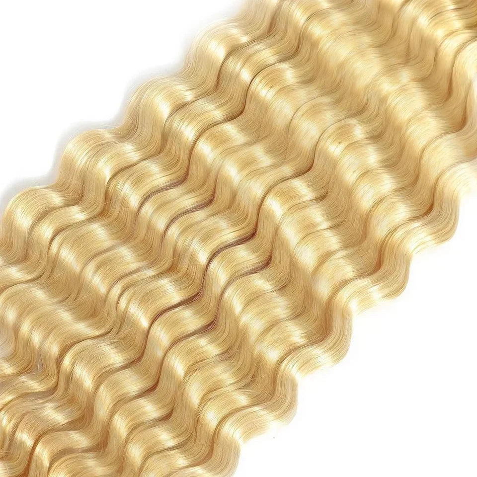 613 Blonde Deep Wave Bulk Braiding Hair 100% Human Hair No Weft Human Hair For Braiding Extensions 16-26 Inch For Woman 50G/Pack