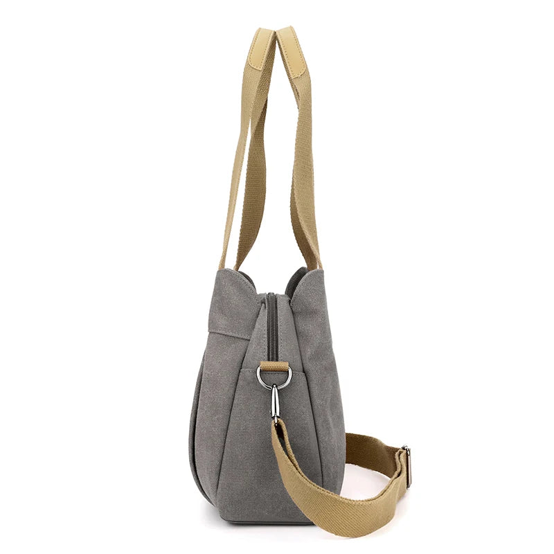 Retro Canvas Shoulder Bag Multifunctional Large Capacity Casual Crossbody Bag for Women