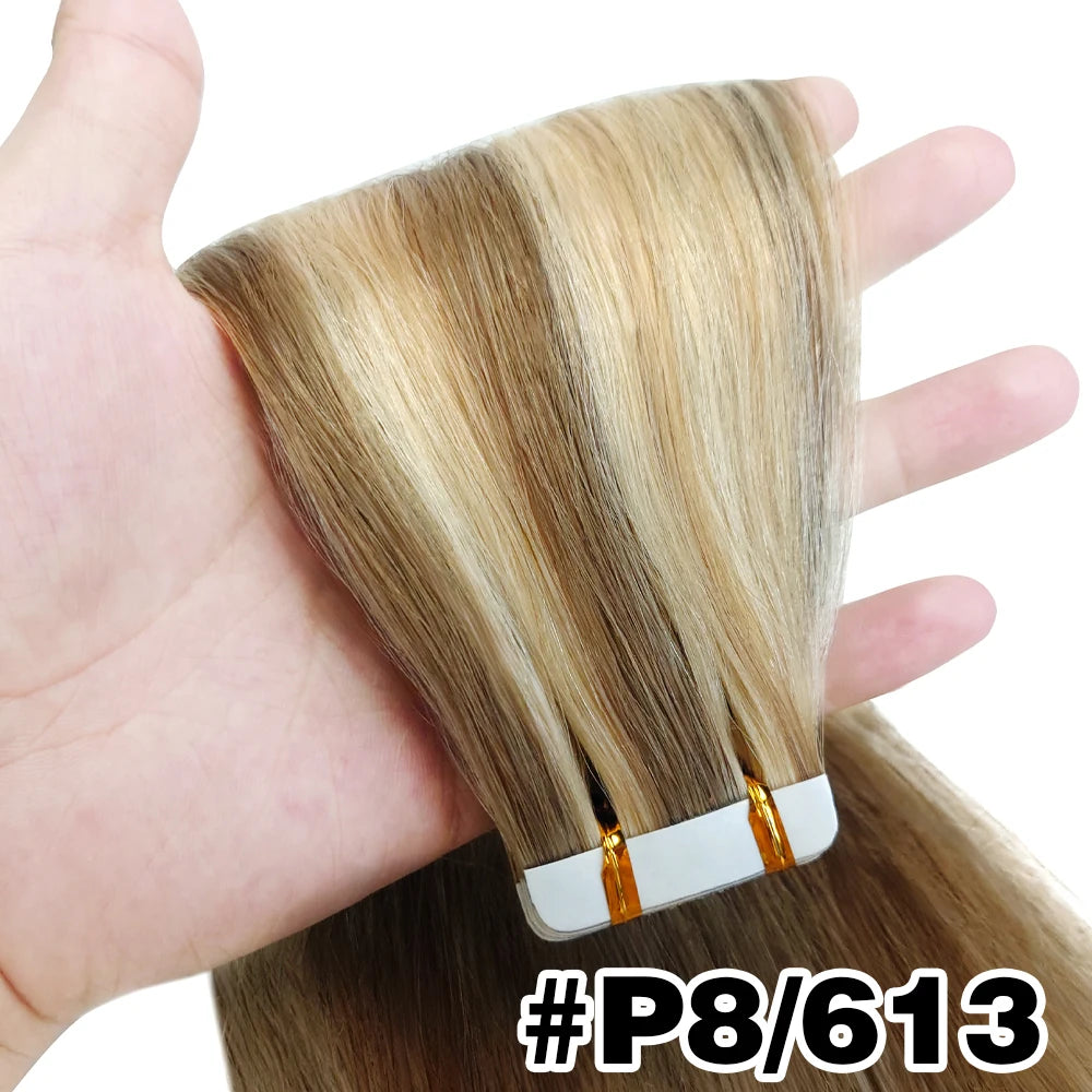 Tape In Hair Extensions Remy 100 Human Hair Straight Seamless Skin Weft Tape Hair Extensions Natural Black Hair For Women