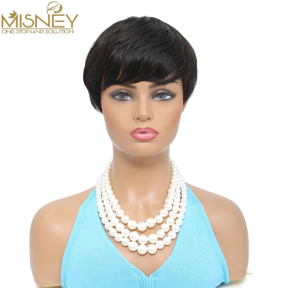 Pixie Cut perruque cheveux humain Full Machine Made Human Hair Pre Plucked Glueless Wig Short Bob Cheap Human Hair Wigs Misney