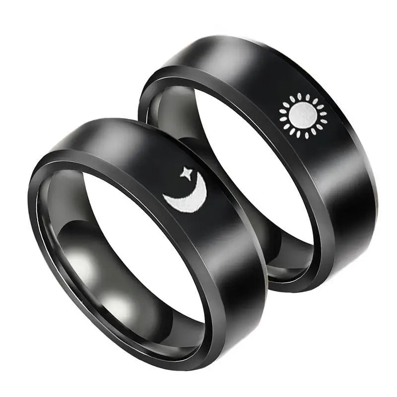 Stainless Steel Star Moon Wedding Band Black Rings For Men Free Shipping Knuckle Ring Fashion Trendy Jewelry Anillos De Hombre