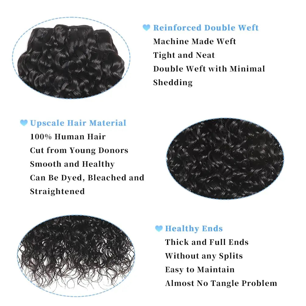 Natural Deep Wave Human Hair Bundles 100% Brazilian Virgin Hair 3 Bundles Curly Hair Extensions Wet and Wavy 3 Bundles Deep Wave