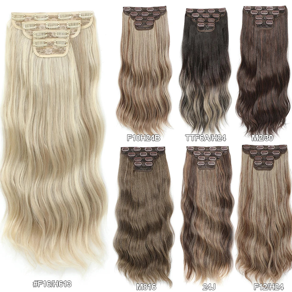 24Inches 220Grams Body Wave Clips In Piano Blond 27/613 M888 Bio Protain High Temperature Synthetic Hair Extensions 4Pcs/Lot