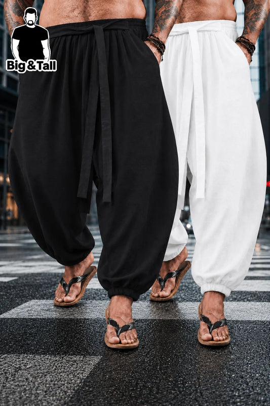 plus Size Men's Casual Trendy Two-Piece Set Comfortable Street Style American Fashion Long Trousers for Daily Wear