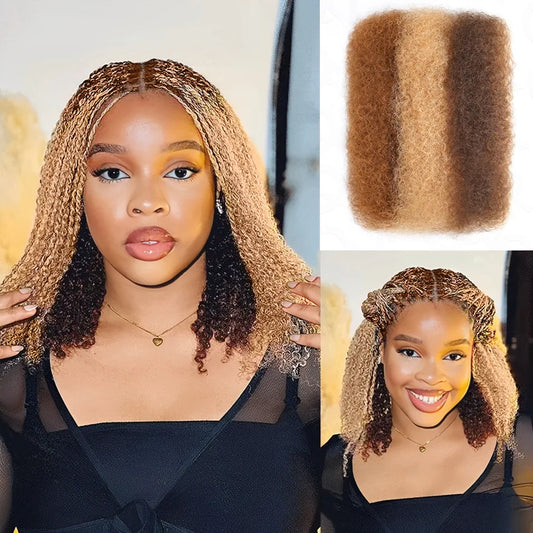 QVR Afro Kinky Bulk Hair No Attachment QVR Afro Curly Bulk Human Hair Rebecca Virgin Remy Dreadlock 50G/Pack Highlight Braids