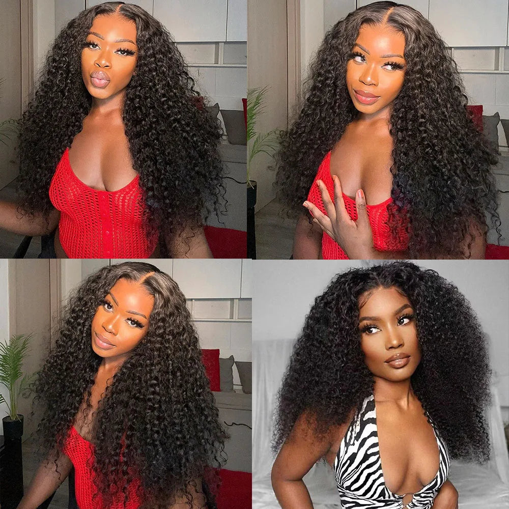 Afro Kinky Curly Glueless Wig Invisible Strap 360 Full HD Lace Frtonal Wig Deep Wave 13x6 13x4 HD Lace Front Human Hair Wigs