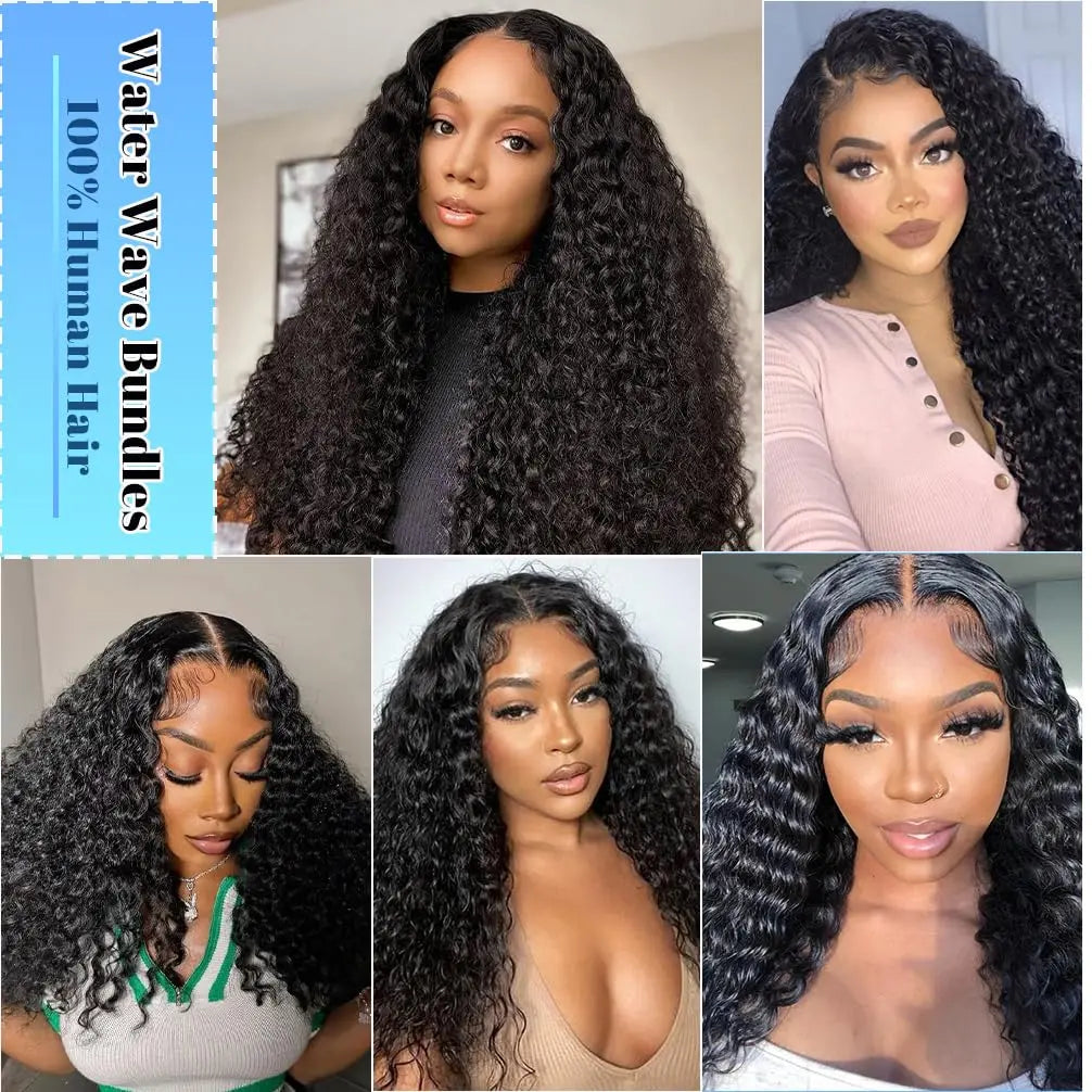 Natural Deep Wave Human Hair Bundles 100% Brazilian Virgin Hair 3 Bundles Curly Hair Extensions Wet and Wavy 3 Bundles Deep Wave