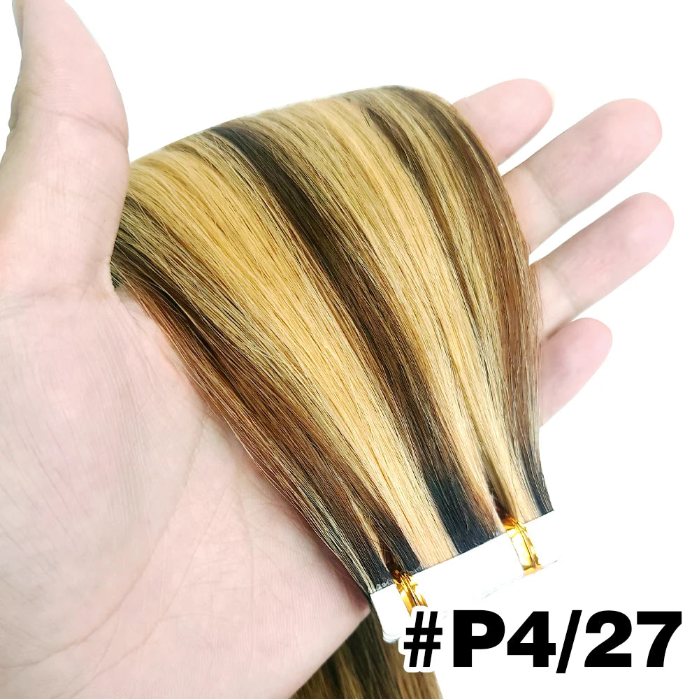 Tape In Hair Extensions Remy 100 Human Hair Straight Seamless Skin Weft Tape Hair Extensions Natural Black Hair For Women