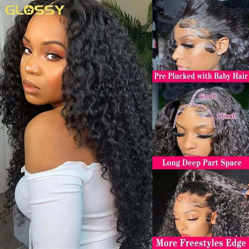 Deep Wave 13x6 HD Glueless Wear And Go Wigs 100% Human Hair For Women 250% Water Wave Curly Lace Front human hair Wig On Sale