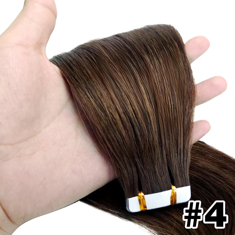 Tape In Hair Extensions Remy 100 Human Hair Straight Seamless Skin Weft Tape Hair Extensions Natural Black Hair For Women
