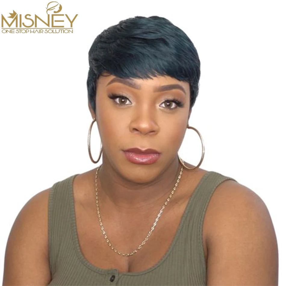 Pixie Cut perruque cheveux humain Full Machine Made Human Hair Pre Plucked Glueless Wig Short Bob Cheap Human Hair Wigs Misney
