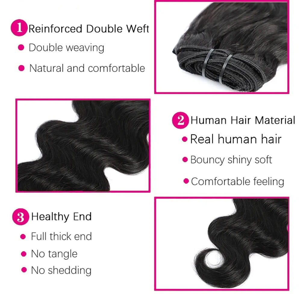 Full Head Body Wave Human Hair Extensions Natural Color 8Pcs 120G 240G Per Pack Loose Wave Clip In Hair Extensions 14-26 Inch