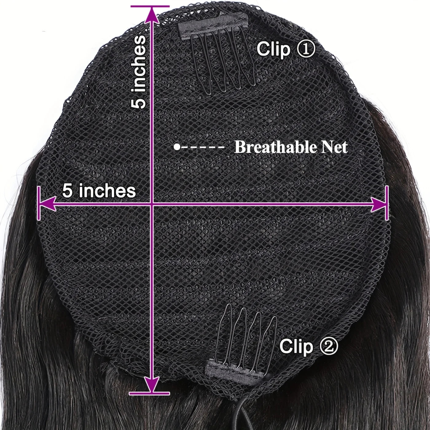 26 Inches Straight Drawstring Ponytail Clip In Ponytail Extensions Natural Color 100% Brazilian Human Hair Wrap Around Ponytails