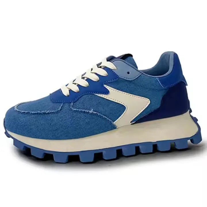 Breathable Lace-up Height Increasing Breathable PU Running Shoes Casual Sneaker for Women Wholesales 523