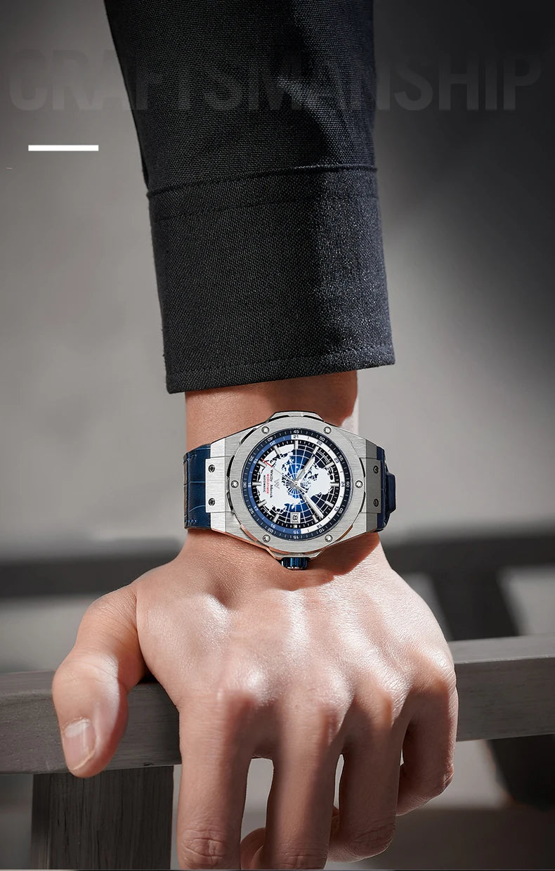 WM Watch World Time Series Men Watches reloj hombre Business Automatic Mechanical Welly Merck Wrist Watch For Man 124M-WM
